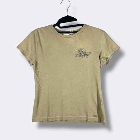 Y2K American Eagle Outfitters Shirt Womens S Beige Texas Alamo Donkey Retro - Picture 1 of 7